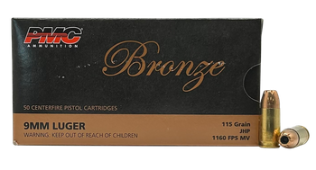 PMC 9B Bronze  9mmLuger 115gr Jacketed Hollow Point 50 Per Box/20 Case                                                                                                                                  