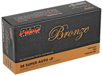 PMC 38SA Bronze  38Super+P 130gr Full Metal Jacket 50 Per Box/20 Case                                                                                                                                   