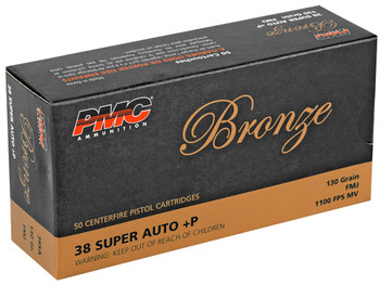 PMC 38SA Bronze 38Super+P 130gr Full Metal Jacket 50 Per Box/20 Case