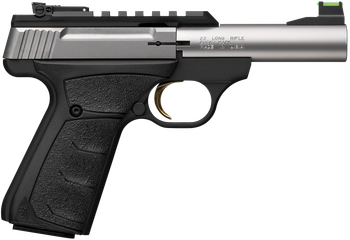 Browning 051605490 Buck Mark Plus Micro Bull 22 LR 10+1 4" Stainless Bull Barrel, Stainless Serrated Slide w/Picatinny Rail, Matte Black Alloy Steel Frame, Black Overmolded UFX Grip                   
