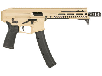 Patriot Ordnance Factory 01926 Phoenix 9mm Luger 35+1 8", Flat Dark Earth Rec/M-LOK Handgaurd, Black MFT Grip, Picatinny Stock Adapter, Muzzle Brake, Includes Hand Stop