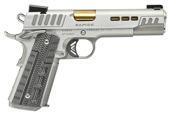 Kimber Mfg.,inc 3000424 Rapide Dawn 10mm Auto 8+1 5" Gold TiN Stainless Steel Barrel, Lightening Cut/Serrated Stainless Steel Slide, Stainless Steel Frame w/Beavertail, Black & Gray G10 Grip          