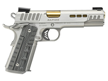 Kimber Mfg.,inc 3000424 Rapide Dawn 10mm Auto 8+1 5" Gold TiN Stainless Steel Barrel, Lightening Cut/Serrated Stainless Steel Slide, Stainless Steel Frame w/Beavertail, Black & Gray G10 Grip