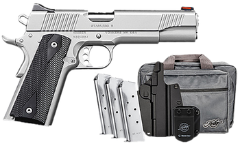 Kimber Mfg.,inc 3200007 Stainless II Club Bundle 45ACP 7+1 5" Satin Silver Front Serrations Stainless Steel Slide Black Synthetic Grip                                                                  