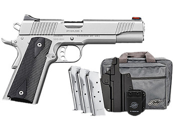 Kimber Mfg.,inc 3200007 Stainless II Club Bundle 45ACP 7+1 5" Satin Silver Front Serrations Stainless Steel Slide Black Synthetic Grip