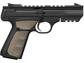 Browning 051601490 Buck Mark Black Label URX 22 LR 10+1 5.50" Matte Blued Contoured Barrel, Matte Black Serrated Slide, Matte Black Aluminum Frame w/Picatinny Rail, FDE UFX Overmolded Grip