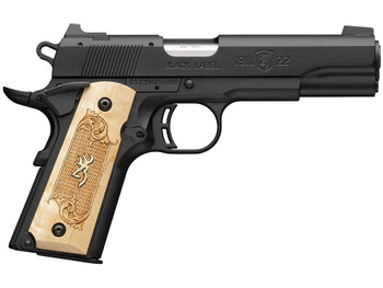 Browning 051067490 1911-22 Black Label Medallion Full Size Frame 22 LR 10+1 4.25" Stainless Steel Barrel, Matte Black Serrated Slide, Matte Black Aluminum Frame w/Beavertail, Maple Medallion Grip