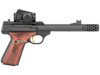 Browning 051580490 Buck Mark Hunter 22 LR 10+1 5.90" Bull/Threaded/Muzzle Brake Barrel, Matte Black Serrated Steel Slide & Aluminum Frame Laminate Cocobolo Grips, Vortex Crossfire Red Dot