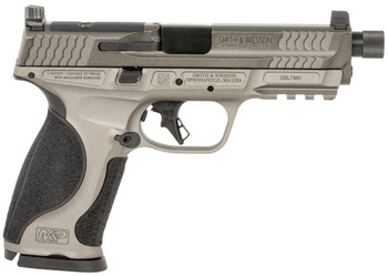 Smith & Wesson 14162 M&P M2.0  Full Size Frame 9mm Luger 17+1, 4.63" Black Threaded Barrel, Gray Optic Cut/Serrated Steel Slide, Gray Aluminum Frame w/Picatinny Rail, Black Polymer Grip               