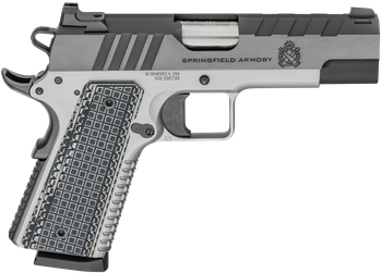 Springfield Armory PX9218L 1911 Emissary 45 ACP 8+1 4.25" Bull Barrel, Stainless Steel Frame w/Beavertail , Tri-Top Cut Blued Carbon Steel Slide, Black VZ Thin-Line G10 Grip                           