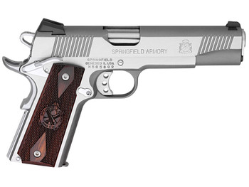 Springfield Armory PX9151LCA 1911 Loaded *CA Compliant 45 ACP 7+1 5" Stainless Match Grade Barrel, Serrated Slide & Frame w/Beavertail, Crossed Cannon Cocobolo Grip