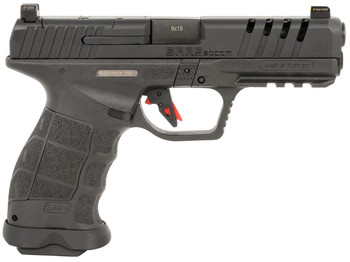 SAR USA SAR9SOCOMBL SAR9 SOCOM 9mm Luger 21+1 5.20" Black Steel Barrel, Black Steel Optic Ready/Ported/Serrated Slide, Black Polymer Frame w/Picatinny Rail, Interchangeable Backstrap Grip, Right Hand 