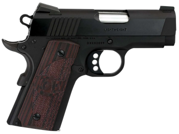 Colt Mfg O7800XE Defender  Compact 45 ACP 7+1 3" Black Steel Barrel, Blued Serrated Slide, Matte Black Cerakote Aluminum Frame w/Beavertail, Black Cherry Tactical G10 Grips, Ambidextrous              