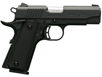 Browning 051905492 1911 Black Label 380 ACP 8+1 3.63" Stainless Target Crown Steel Barrel, Matte Black Serrated Stainless Steel Slide, Matte Black Polymer Frame, Black Polymer Grip, Right Hand