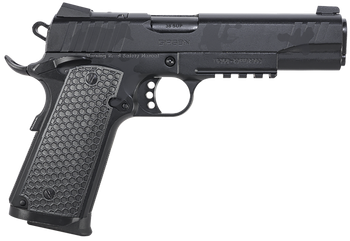 Girsan 391159 MC1911 S Influencer Full Size 38 Super 9+1 5" Black Steel Barrel, Black Camo Optic Ready/Serrated Steel Slide & Frame w/Picatinny Rail & Beavertail, Black Polymer Grip                   