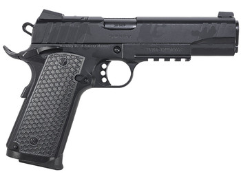 Girsan 391159 MC1911 S Influencer Full Size 38 Super 9+1 5" Black Steel Barrel, Black Camo Optic Ready/Serrated Steel Slide & Frame w/Picatinny Rail & Beavertail, Black Polymer Grip