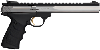 Browning 051508490 Buck Mark Contour 22 LR 10+1 7.25" Contoured Barrel, Matte Stainless Serrated Steel Optic Ready Slide, Matte Black Aluminum Frame, Finger Grooved Black Ultragrip RX Grip            