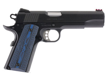 Colt Mfg O1970CCS Competition Government 45 ACP 8+1 5" Stainless National Match Barrel, Blued Serrated Carbon Steel Slide & Frame w/Beavertail, Blue Scalloped G10 Grip, Ambidextrous