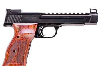 Smith & Wesson 178031 41 Performance Center Full Size Frame 22 LR 10+1, 5.50" Blued Button Rifled/Picatinny Rail Barrel, Blued Serrated Slide & Frame, Custom Wood Target Grip, Thumb Safety