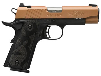 Browning 051988492 1911 Black Label Compact Frame 380 ACP 8+1 3.63" Matte Stainless Steel Barrel, Copper Cerakote Serrated Stainless Steel Slide, Matte Black Polymer Frame, Black Polymer Grip