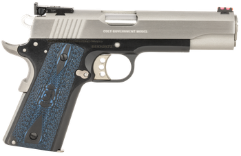 Colt Mfg O5970GCLTT Gold Cup Lite 45 ACP 8+1 5" Stainless National Match Barrel, Brushed Stainless Serrated Slide, Black/Stainless Stainless Steel Frame w/Beavertail, Blue Scalloped Checkered G10 Grip