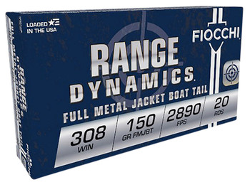 Fiocchi 308A Range Dynamics 308Win 150gr Full Metal Jacket Boat Tail 20 Per Box/10 Case