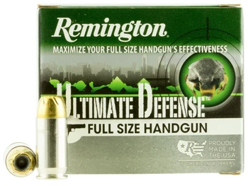 Remington Ammunition 28971 Ultimate Defense Full Size Handgun 45ACP 185gr Brass Jacketed Hollow Point 20 Per Box/25 Case