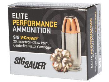 Sig Sauer E40SW120 Elite Performance 40S&W 165gr V-Crown Jacketed Hollow Point 20 Per Box/10 Case