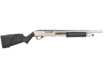 Rock Island AGM5 All Generations 12 Gauge Pump 3" 5+1 18.50" with Heat Shield, Nickel Barrel/Rec, Black Synthetic Furniture, Adj. Comb Stock
