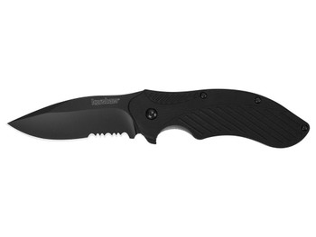 Kershaw 1605CKTST Clash 3.10" Folding Drop Point Part Serrated Black Oxide 8Cr13MoV SS Blade Black Glass-Filled Nylon Handle Includes Pocket Clip