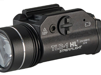 Streamlight 69889 TLR-1 HL Black Anodized Aluminum, 1,000 Lumens White LED Bulb, 283 Meters Beam, Picatinny Rail/Rail Clamp Mount