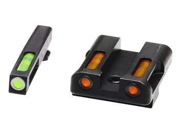HiViz GLN425 LiteWave H3 Sight Set for Glock Green Tritium White Outline Front Sight-Orange Fiber Optic Rear Sight