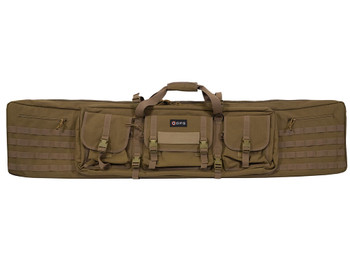 GPS Bags DRC55FDE Double Rifle Case Flat Dark Earth 600D Polyester w/ 2 Padded Pistol Sleeves MOLLE Webbing & Lockable Zippers
