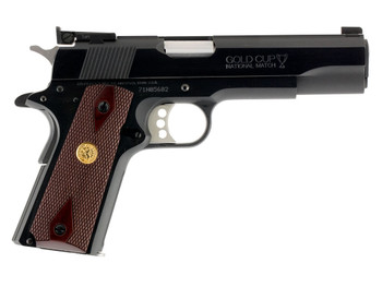 Colt Mfg O5872A1 Gold Cup National Match 9mm Luger 9+1, 5" Stainless National Match Barrel, Blued Serrated Carbon Steel Slide & Frame w/Beavertail, Walnut Grip, Ambidextrous