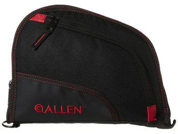 Allen 7738 Auto-Fit Handgun Case Black Endura w/Red Trim, Foam Padding, Knit Lining, Mag Sleeve, Storage Pocket & Lockable Zipper 9" L