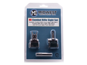 Midwest Industries MICRSSET Combat Rifle Sight Set Black Flip Up Front & Rear for AR-15, M16, M4