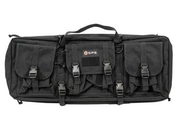 GPS Bags DRC28 Double Rifle Case Black 600D Polyester w/ 2 Padded Pistol Sleeves MOLLE Webbing & Lockable Zippers