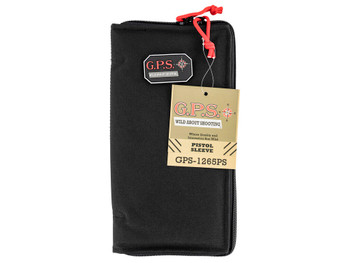 GPS Bags 1265PS Pistol Sleeve Large Black Nylon with Locking Zippers & Thin Design Holds 1 Handgun