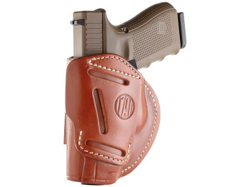 1791 Gunleather 4WH5CBRR 4-Way IWB/OWB 05 Classic Brown Leather Belt Clip Fits S&W M&P/Springfield XD/Glock 17/HK VP9