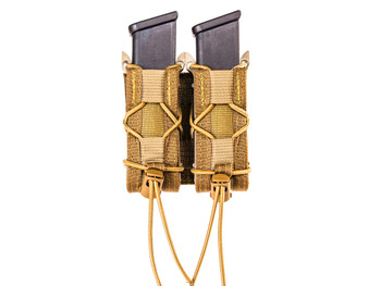 High Speed Gear 11PT02CB TACO Mag Pouch Double Coyote Brown Nylon MOLLE Belts 2" Wide Compatible w/ Pistol