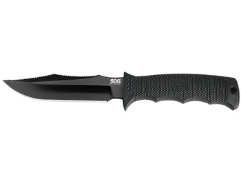 S.O.G SOGE37SNCP Seal Pup Elite 4.85" Fixed Clip Point Plain Black Hardcased TiCN AUS-8A SS Blade/Black w/Grip Lines GRN Handle Includes Lanyard/Sheath