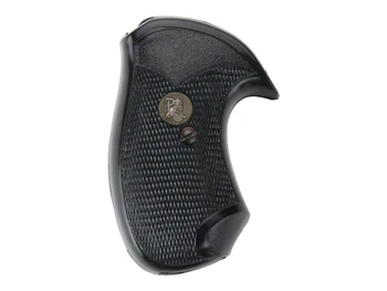 Pachmayr 03147 Compact Grip Checkered Black Rubber with Finger Grooves for Small Rossi Revolvers