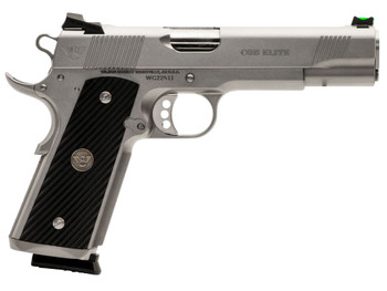 Wilson Combat CQBEFS45SS CQB Elite 45 ACP 8+1 5" Stainless Match Grade Barrel, Serrated Stainless Steel Slide, Stainless Steel Frame w/Beavertail, Black G10 Starburst Grip