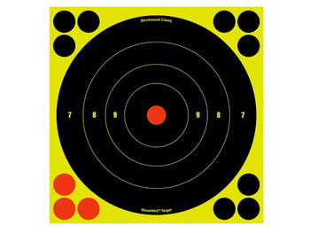 Birchwood Casey 34825 Shoot-N-C Reactive Target Self-Adhesive Paper Black/Yellow/Red 8" Bullseye 30 Pack
