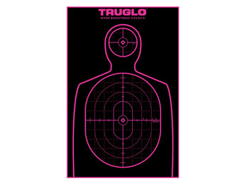 TruGlo TG13A12BB Tru-See Handgun Target Self-Adhesive Heavy Paper Black/Pink 12"x18" Silhouette 12 Pack