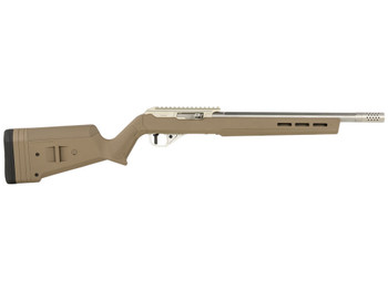 True Precision Inc TP1022FDE3SS TP/22 22 LR 16" Match Grade Barrel, Clear Coat Silver Anodized Aluminum Receiver w/Picatinny Rail, M-LOK Forend, Flat Dark Earth Magpul Hunter X-22 Polymer Stock