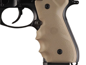 Hogue 92003 Rubber Grip Flat Dark Earth with Finger Grooves for Beretta 92, 96