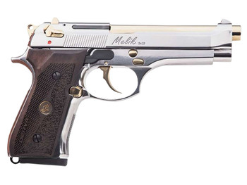Derya Firearms 15L.MELIK9.NG.TR Melik 9mm Luger 15+1 4.90" Gold TiN Steel Barrel, Black Melonite Serrated Steel Slide, Black Aluminum Frame, Black Polymer Grip