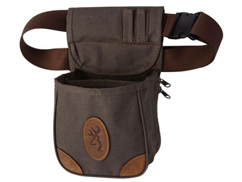 Browning 121388692 Lona Shell Pouch Flint Canvas/Leather Belt Mount Adjustable