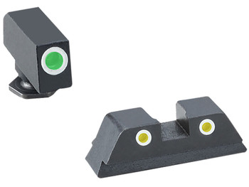 TruGlo TG231G1AW Tritium Pro White Outline Tritium Front/Green Tritium Rear/Black Nitride Fortress Frame,Compatible w/Glock 42/43/43X/48 Except MOS, Front Post/Rear Dovetail Mount